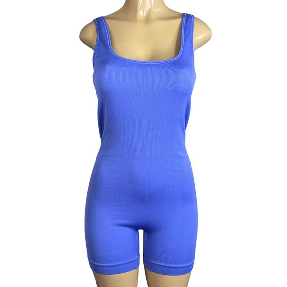 Athleta Aurora Bodysuit Shortie Shorts Purple Blue Size Medium - Picture 1 of 11